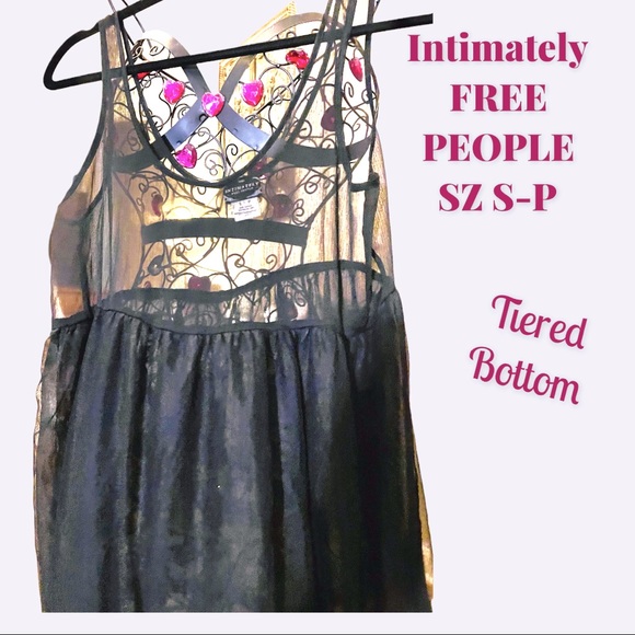 FREE PEOPLE INTIMATELY Sheer V-Neck Tank Dress with tiered bottom. SZ SM NWOT - Picture 10 of 13